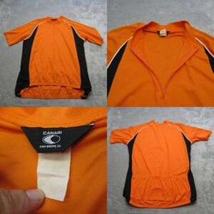 Canari Cycling Jersey Mens Large Orange‎ Black Colorblock 1/2 Zip Short Sleeve